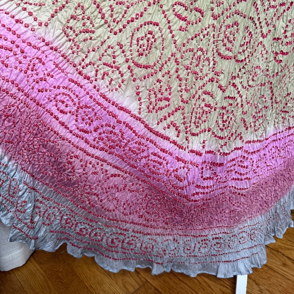 Vintage Funky People Maxi Skirt Silk Bandhani Crinkle Beaded Sequin Size Medium - Picture 10 of 12